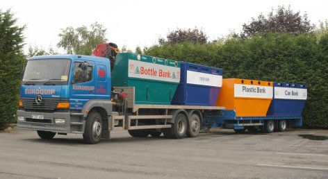Lorry loading recycling banks