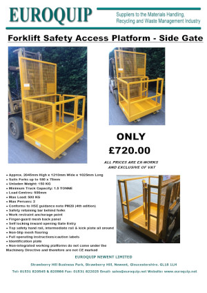 Forklift Safety Access Platform Side Gate Entry